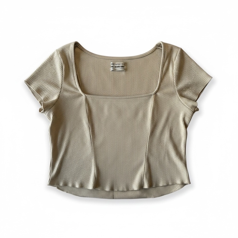 Urban Outfitters Ribbed Square Neck‎ Crop Top XL Beige